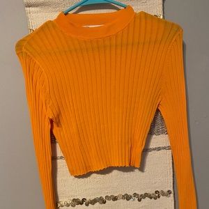 Bright orange ZARA long sleeve light crop top